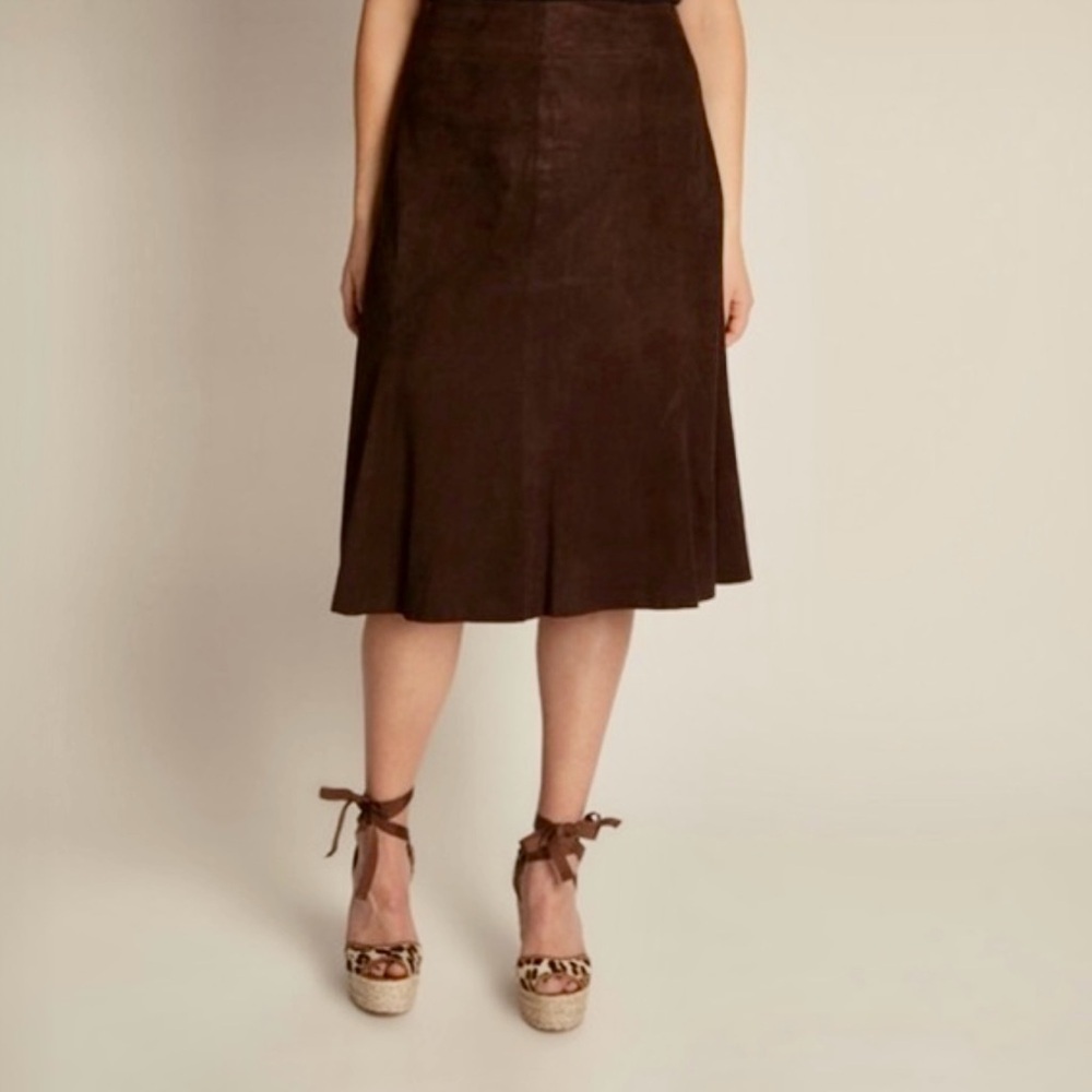 Eileen Fisher - Goat suede leather midi skirt